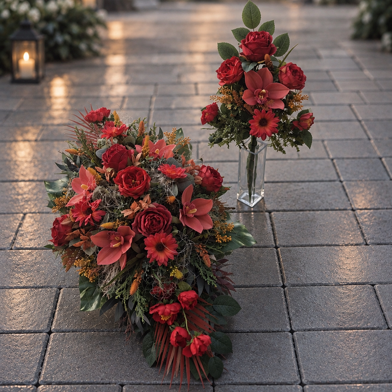 Ikebana a kytica na hrob
